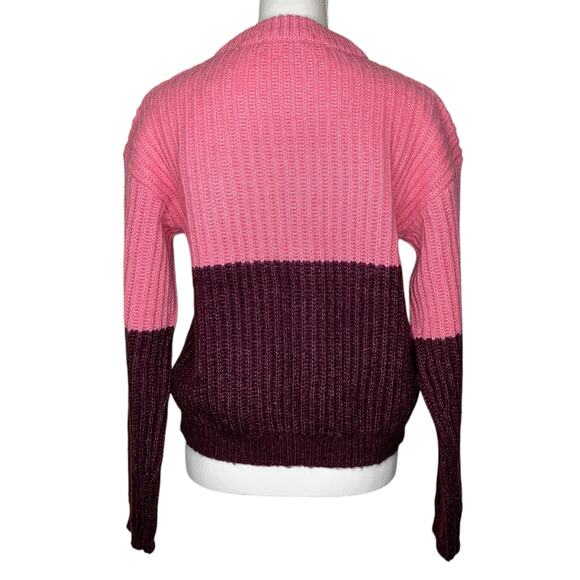 Scotch & Soda Pink Purple Colorblock Chunky Knit Wool Alpaca Sweater - Picture 4 of 10